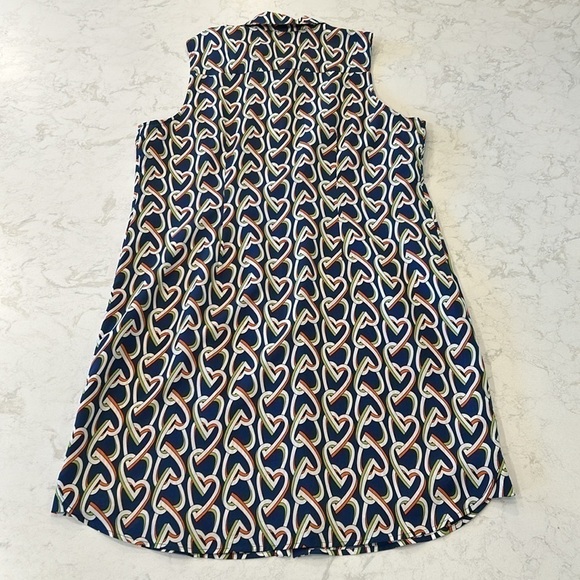 Cabi | Armour Blue Heart Chain Print Collared Sleeveless Shirtdress Style 5370 - Picture 7 of 16